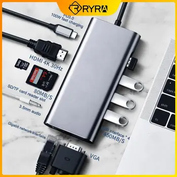RYRA Baseus USB Tip C HUB USB C HDMI uyumlu RJ45 SD Okuyucu 100W Şarj Cihazı USB 3.0 macbook için HUB Dock İstasyonu Splitter