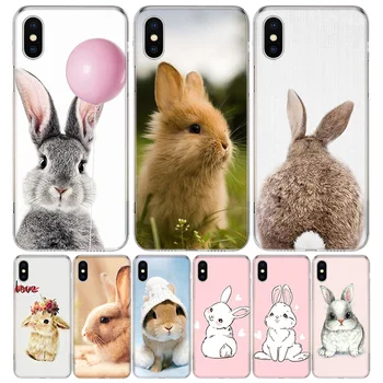 Sevimli Beyaz Bebek Tavşanlar Silikon Çağrı Telefon Kılıfı İçin Apple iPhone 11 13 14 Pro Max 12 Mini 7 Artı 6 X XR XS 8 6S SE 5S Kapak