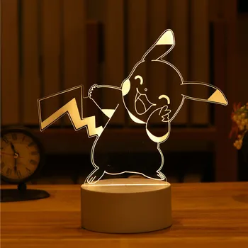 Sevimli Pokemon Pikachu Anime Figürleri 3D Led Gece Lambası Model Oyuncaklar çocuk yatağı Odası Dekor doğum günü hediyesi Yılbaşı Hediyeleri Çocuklar için