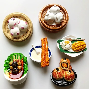 Sevimli Soya Sütü Börek Piggy Çörekler Mango Mayonez Kahvaltı 3D Buzdolabı mıknatısı Seyahat Hatıra Buzdolabı Manyetik Çıkartmalar
