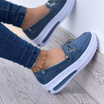 Sonbahar Sneakers Kadınlar için 2023 Yeni Platform Lace Up Nefes vulkanize ayakkabı Moda Rahat Kaymaz kadın ayakkabısı Artı Boyutu 43