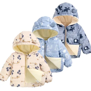 Sonbahar çocuk Artı Kadife iç astarlı ceket Bebek Erkek Kız Bahar Yumuşak Sıcak Giysiler Fermuar Karikatür Kapşonlu Kalınlaşmak Ceket Out