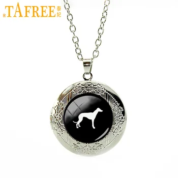 TAFREE sevimli hayvan resim madalyon kolye Greyhound Köpek kolye pet köpek bildirimi kolye Pleut Hediye erkekler kadınlar takı T413