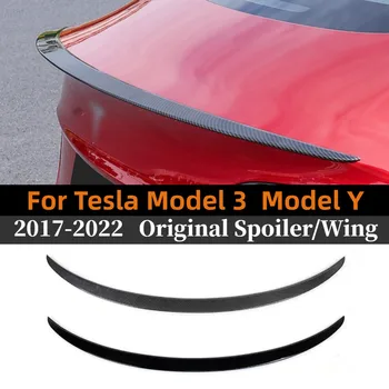 Tesla Modeli 3 2017 2021 2022 Arka Bagaj Dudak Gerçek Karbon Fiber ABS Kanat Spoiler Model Y Orijinal fabrika Araba Aksesuarları