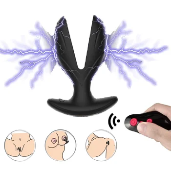 Titreşimli Anal genişletici Tak Elektrik Çarpması Darbe Vibratör prostat masaj aleti Erkekler Uzaktan Kumanda Seks makinesi Oyuncakları adam için yetişkin