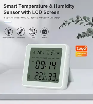 Tuya Wifi Sıcaklık ve Nem Sensörü İle lcd ekran Akıllı Ev Uzaktan Kumanda Kapalı Nem Sensörü Akıllı Yaşam APP