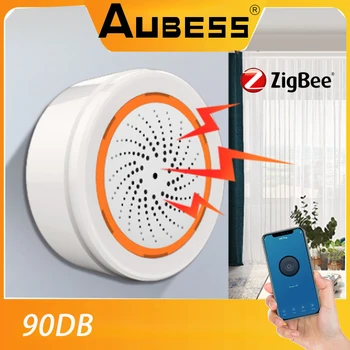 Tuya ZigBee 90dB alarm sireni 2 İn 1 Ses İşık Sensörü Akıllı Ev Uzaktan Kumanda Güvenlik Alarmı İle SmartLife APP Zigbee Ağ Geçidi