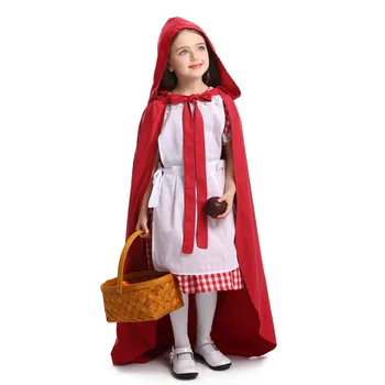 Umorden Çocuk Çocuklar Kırmızı Başlıklı kız Kostüm Cosplay Kız Cadılar Bayramı Partisi Mardi Gras süslü elbise