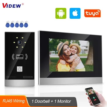 Video Kamera Kapı Zili Kapı Telefonu interkom sistemi ile 7 İnç HD Monitör Tuya Akıllı Gece Görüş Kapı Giriş Sistemi RFID Villa için
