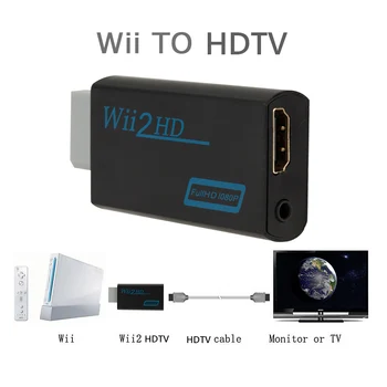 Wii için HDMI uyumlu Dönüştürücü Adaptör Full HD 1080P HDMI uyumlu Dönüştürücü 3.5 mm Ses PC monitörü Ekran
