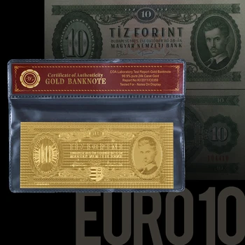 WR 1: 1 Döviz Banknot Tasarımları Macar 10 Forint Altın Banknot Renk COA Çerçeve İle Para Kazanmak Satış