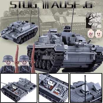 WW2 Alman Askeri STUG III Saldırı Tankı Modeli Yapı Taşları Ordu Askerleri Rakamlar Harita otomobil araç Silahlar Tuğla Oyuncaklar Hediye