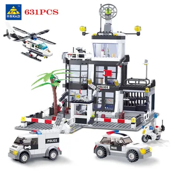 Yapı Taşları Şehir Polis Kovalamaca Kamyon Araba Mobil Cezaevi Heilicopter Motosiklet Kitleri Çocuk Oyuncak Çocuk Devriye İstasyonu Setleri