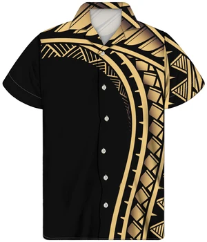 Yaz 2022 erkek Altın Şerit Baskılı Gömlek Rahat T-shirt Ucuz Gömlek Yüksek Kaliteli Polinezya Tribal Gömlek 5XL ile