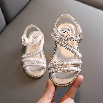 Yaz Bebek Kız Vahşi İnci Açık parmaklı Prenses Ayakkabı Sandalet kaymaz Yumuşak Alt Çocuk Kız Yüksek Kaliteli Sandalet D238