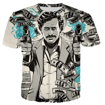 Yeni Narcos Pablo Escobar Narcos Erkekler / kadınlar Yeni Moda Serin 3D Baskılı T-shirt Rahat Tarzı Tshirt Streetwear Tops Büyük Boy