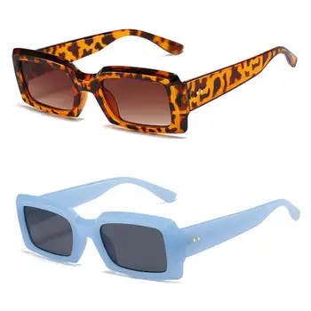 Yeni Retro Küçük Dikdörtgen Güneş Gözlüğü Kadın Erkek Moda Jöle Renk Gözlük Erkekler Shades UV400 Kare güneş gözlüğü
