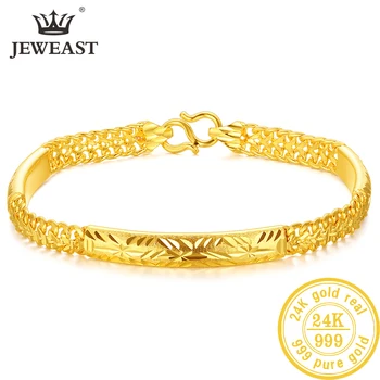 YLJC 24K Saf Altın Bilezik Gerçek 999 Katı Altın Bileklik Lüks Güzel Romantik Moda Klasik Takı Sıcak Satış Yeni 2020
