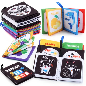 Yüksek Kontrast Bebek Oyuncak Siyah Beyaz Kitap Yenidoğan 0 12 Ay Duyusal Aktivite Bez Kitap Montessori İnteraktif Oyuncaklar Kitaplar