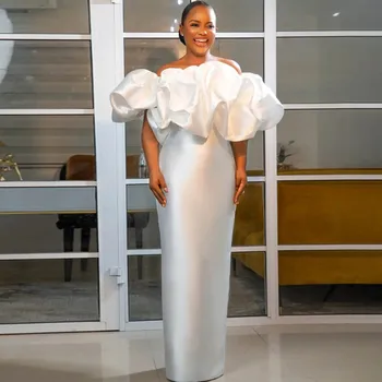 Zarif düğün elbisesi Sivil Beyaz Saten Kapalı Omuz Kılıf gelinlik Kadınlar için Gelin Kat Uzunluk Basit Vestido de Noiva
