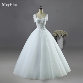 ZJ9082 Seksi Illusion Geri Uzun PearlsBeading Kollu Dantel düğün elbisesi 2022 Avrupa Yeni Aplikler Beyaz gelinlikler