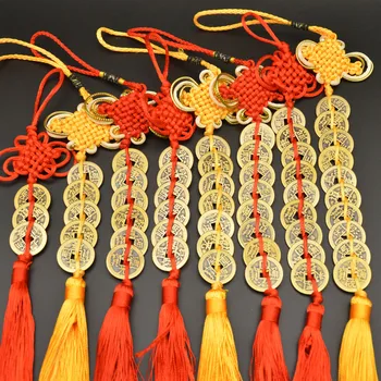Çince Düğüm Şanslı Takılar Antik I Ching Bakır Paraları Maskot Refah Koruma İyi Şans Ev Araba İç Dekorasyon