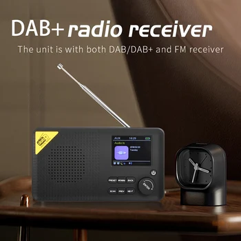 Çok fonksiyonlu DAB + Dijital Radyo LCD Saat Alarm Bluetooth Uyumlu Şarj Edilebilir Taşınabilir FM Radyo Alıcısı Ev Ofis için